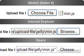 Screenshot comparison of different browser handling of file upload controls